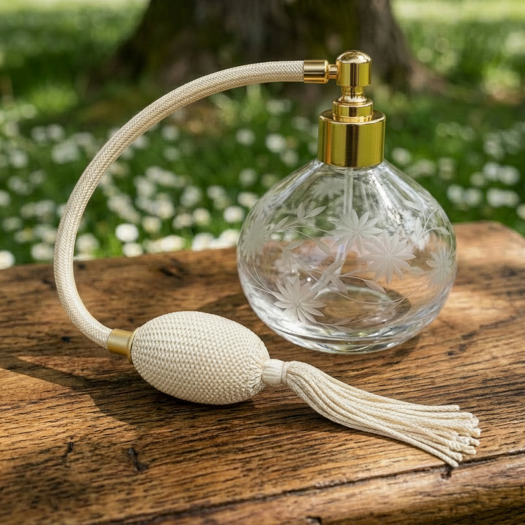 Daisy Round Perfume Atomiser (Black Puffer) (Gift Boxed) | Royal