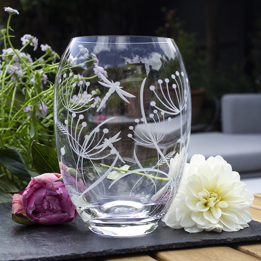 Dragonfly Medium Barrel Vase (Giftware) - 180mm (Gift Boxed