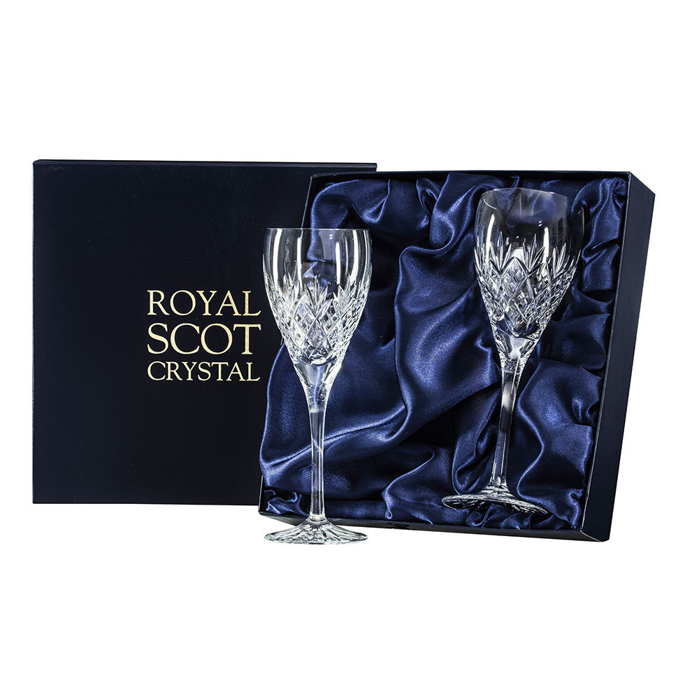 Edinburgh - 2 Crystal Wine Glasses 218mm (Presentation Boxed