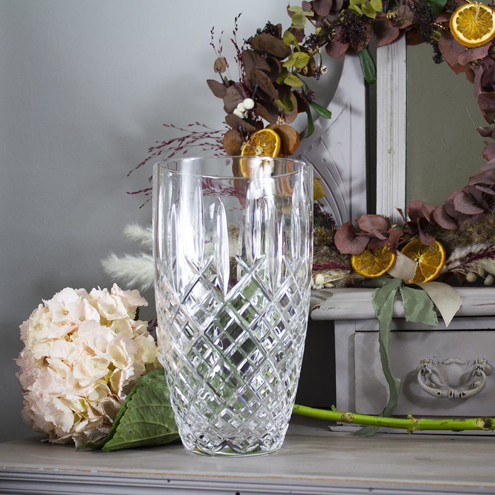 London Large Barrel Crystal Vase 230mm (Gift Boxed)