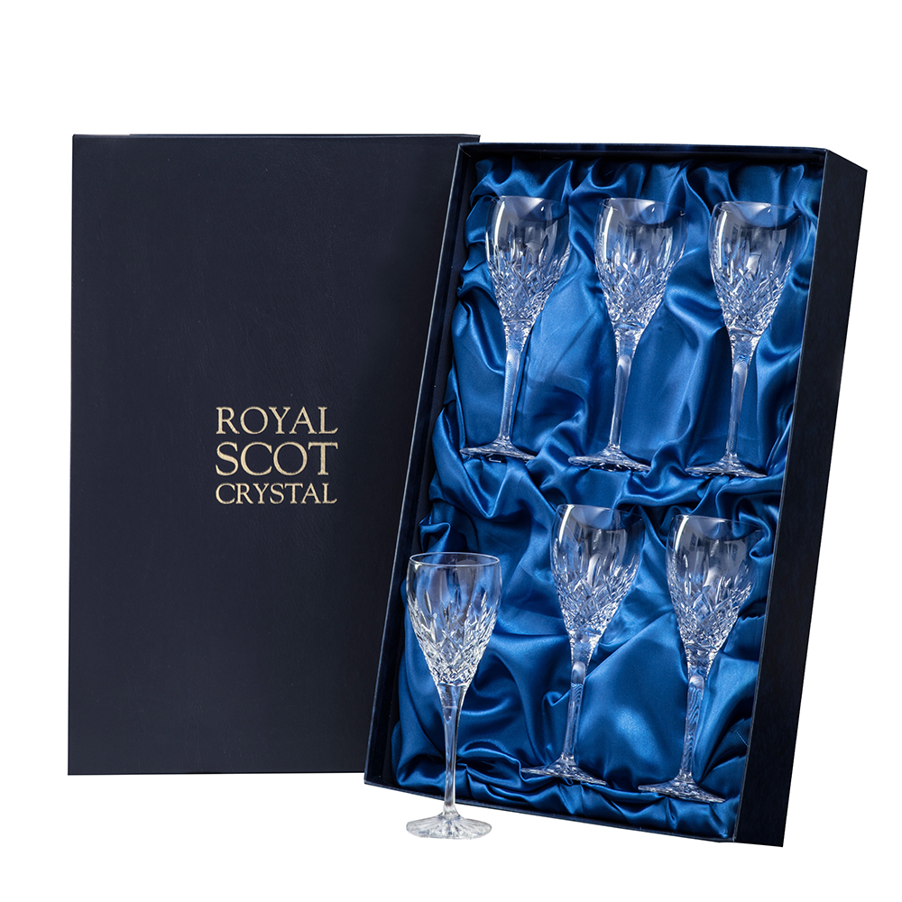 London Crystal Port Sherry Glasses 178mm (Presentation Boxed) Royal Scot Crystal