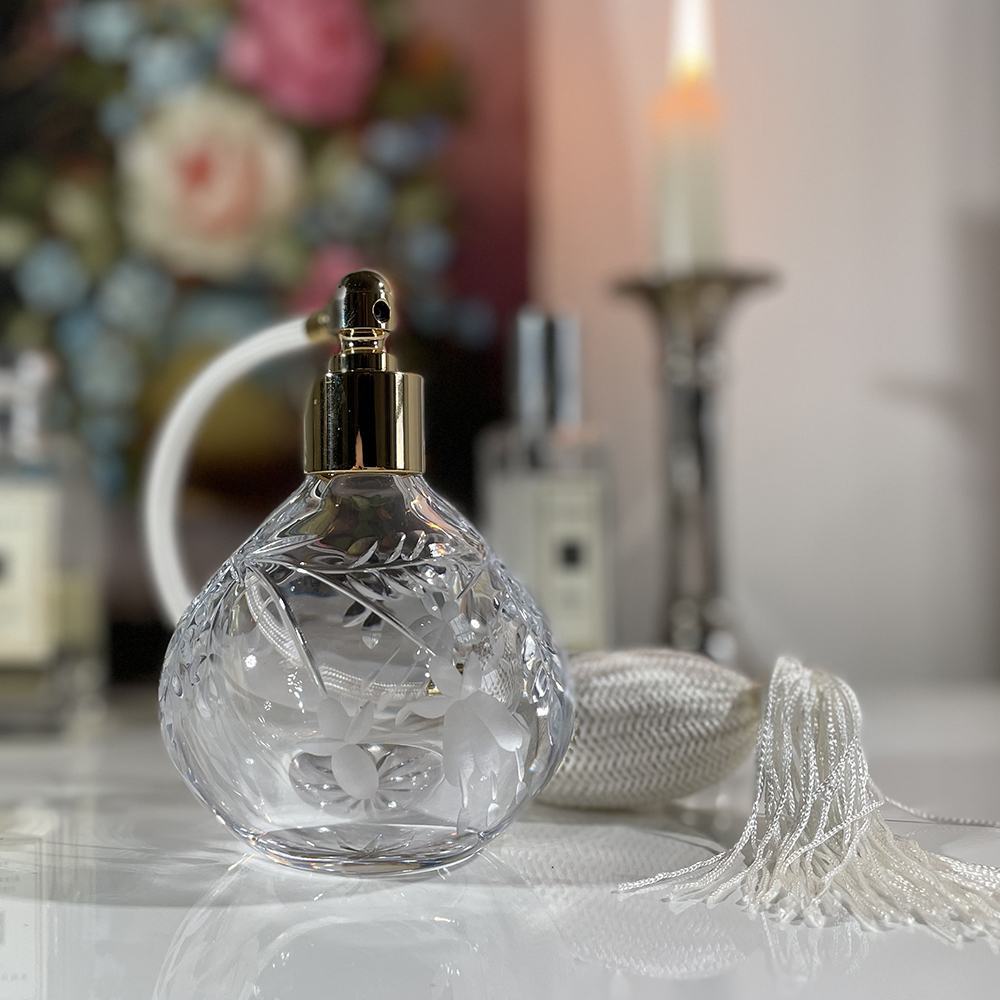 Annabel Crystal Glass Perfume Bottle (Round) with Cream Atomiser