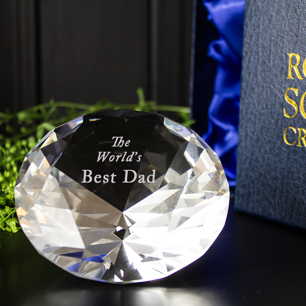 Personalised - Crystal Glass Diamond Shaped Paperweight - 100mm ...