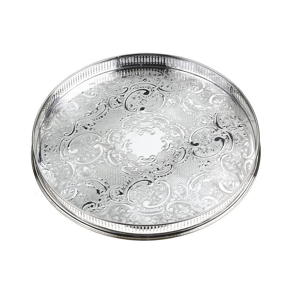 Round Embossed Gallery Tray (Silver Plated) 280mm (Gift Boxed) Arthur  Price